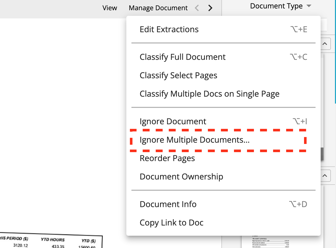 Ignore multiple docs step 1